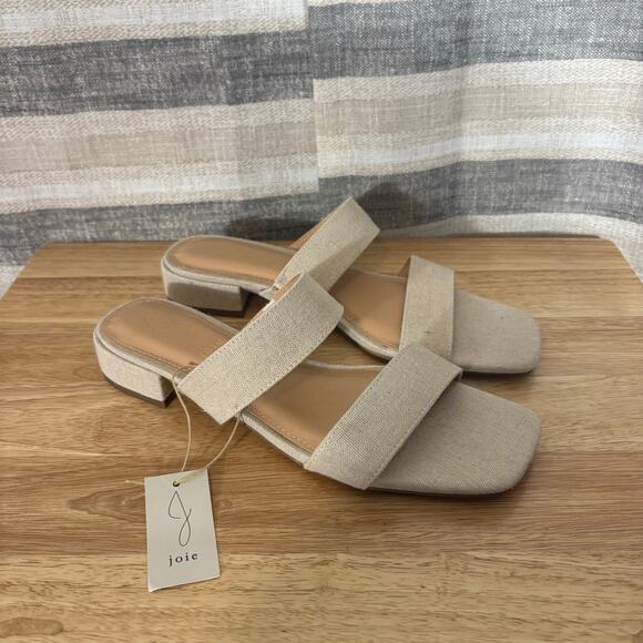 Joie Nolita Beige Linen‎ Square Toe Sandals Size 9.5 - Picture 1 of 9